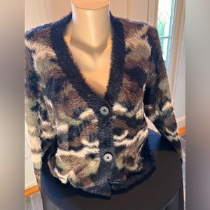 Bella Dahl fuzzy camo cardigan - size M